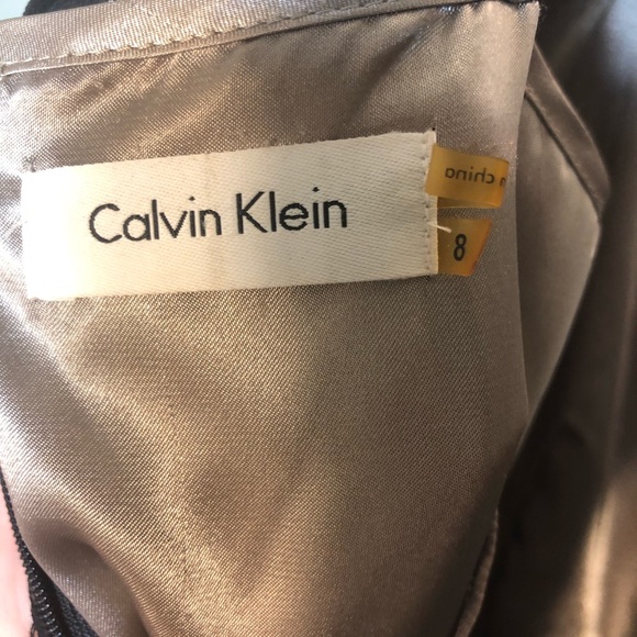 Calvin Klein Cocktail Dress Black Silk w/ Sequin Accents size 8 - Picture 6 of 8